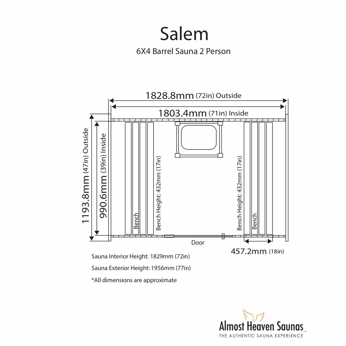 Almost Heaven Salem Barrel Sauna